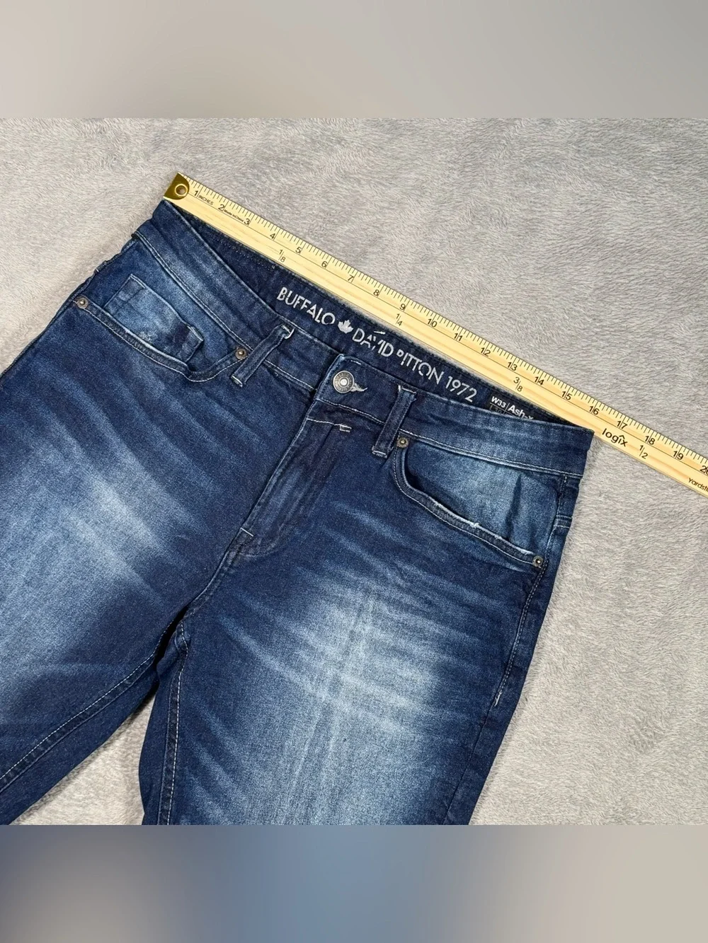 Buffalo David Bitton Ash-X Mens Jeans 33x30 Slim Stretch Dark Wash Distressed